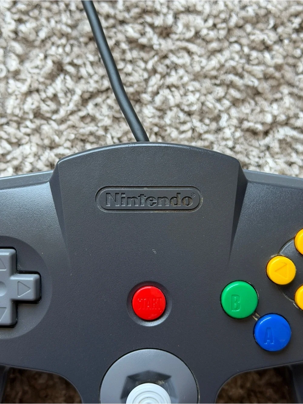 NINTENDO 64 N64 GRAY AND BLACK CONTROLLER USED